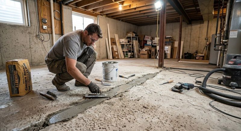 Cracked Basement Floor Repair in New Haven, CT