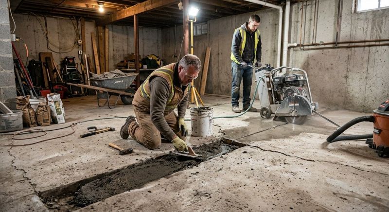 Cracked Basement Floor Repair in New Haven, CT