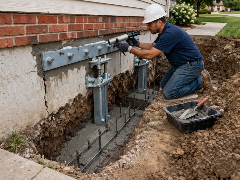 Sinking Foundation Repair in Oxford, CT